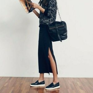 Free People Grey Midi Skirt Side Slit Boho Sexy